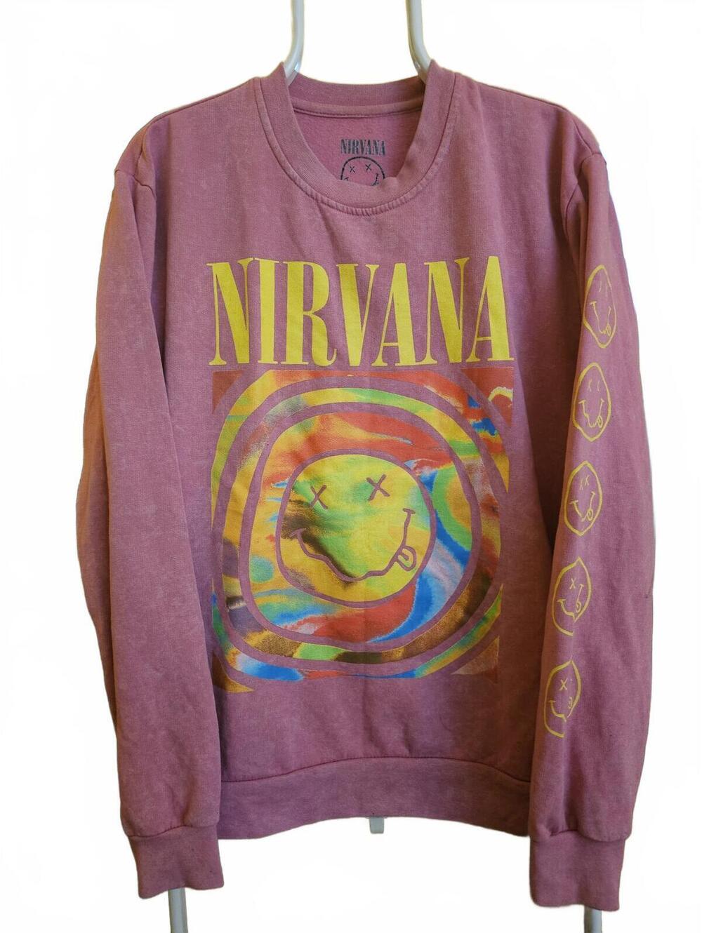 Urban Outfitters Nirvana Smile Oversized Crew Neck Sweatshirt Size Small - EUC